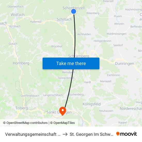 Verwaltungsgemeinschaft Schiltach to St. Georgen Im Schwarzwald map