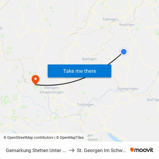 Gemarkung Stetten Unter Holstein to St. Georgen Im Schwarzwald map