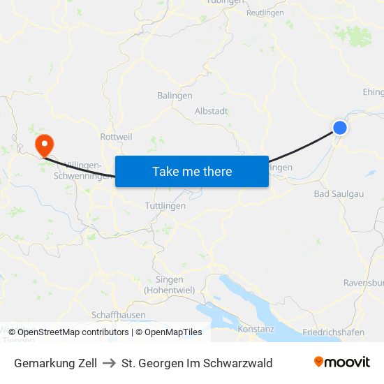 Gemarkung Zell to St. Georgen Im Schwarzwald map