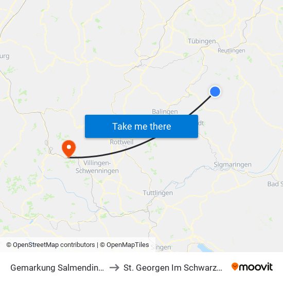 Gemarkung Salmendingen to St. Georgen Im Schwarzwald map