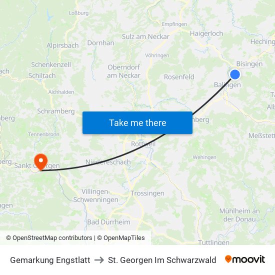 Gemarkung Engstlatt to St. Georgen Im Schwarzwald map