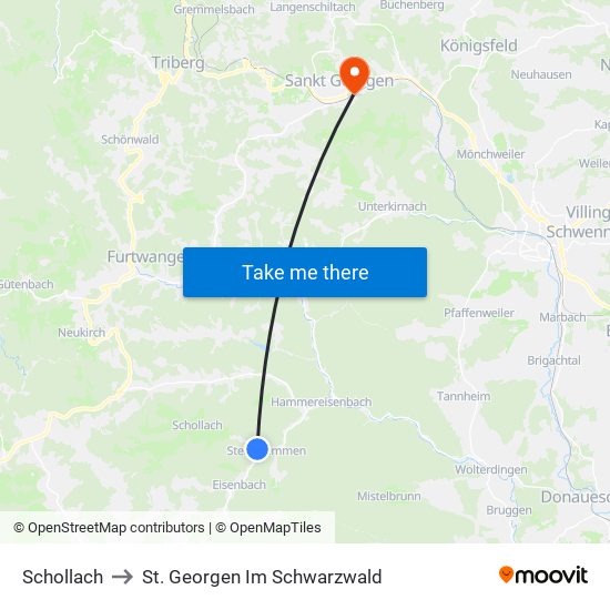 Schollach to St. Georgen Im Schwarzwald map