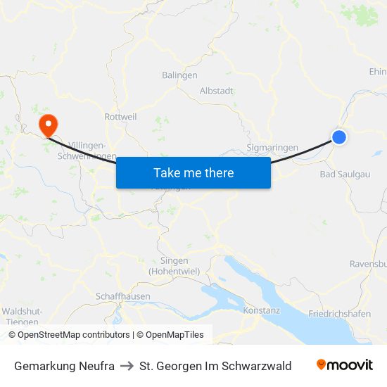 Gemarkung Neufra to St. Georgen Im Schwarzwald map