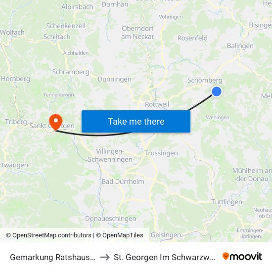 Gemarkung Ratshausen to St. Georgen Im Schwarzwald map