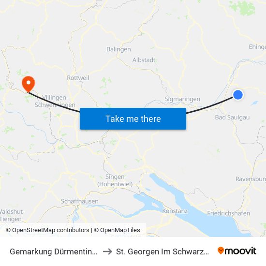 Gemarkung Dürmentingen to St. Georgen Im Schwarzwald map