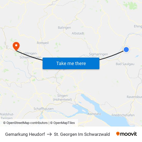 Gemarkung Heudorf to St. Georgen Im Schwarzwald map