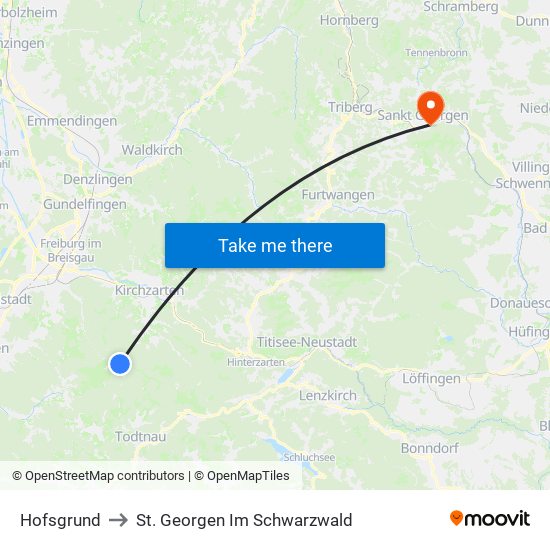 Hofsgrund to St. Georgen Im Schwarzwald map