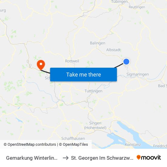 Gemarkung Winterlingen to St. Georgen Im Schwarzwald map