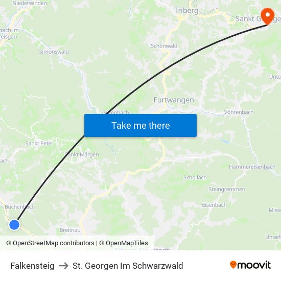 Falkensteig to St. Georgen Im Schwarzwald map