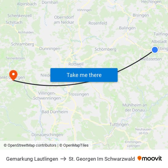 Gemarkung Lautlingen to St. Georgen Im Schwarzwald map