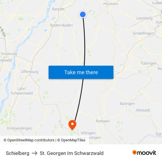 Schielberg to St. Georgen Im Schwarzwald map
