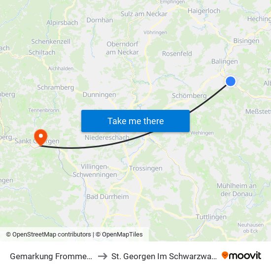 Gemarkung Frommern to St. Georgen Im Schwarzwald map