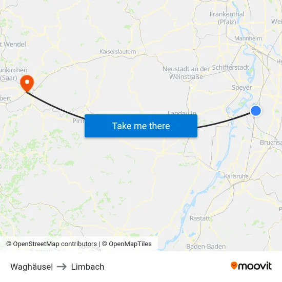 Waghäusel to Limbach map
