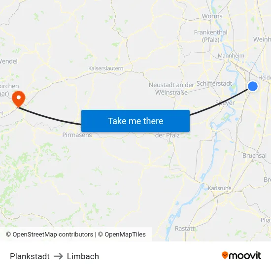 Plankstadt to Limbach map