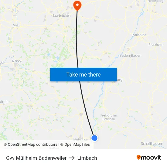 Gvv Müllheim-Badenweiler to Limbach map