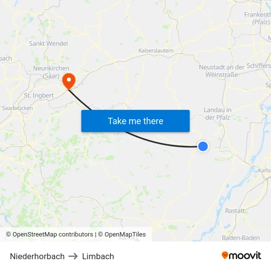 Niederhorbach to Limbach map