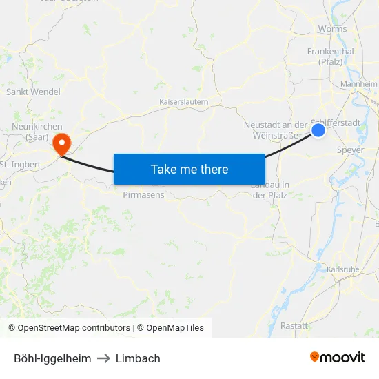 Böhl-Iggelheim to Limbach map