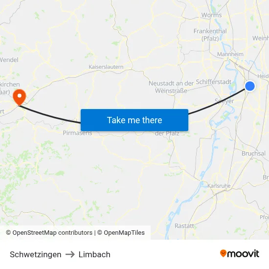 Schwetzingen to Limbach map
