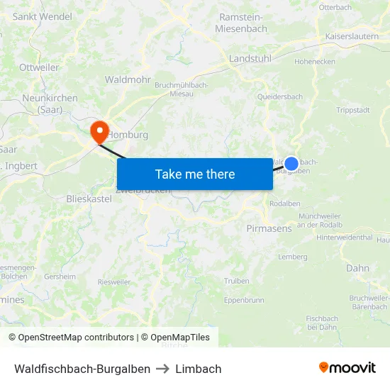 Waldfischbach-Burgalben to Limbach map
