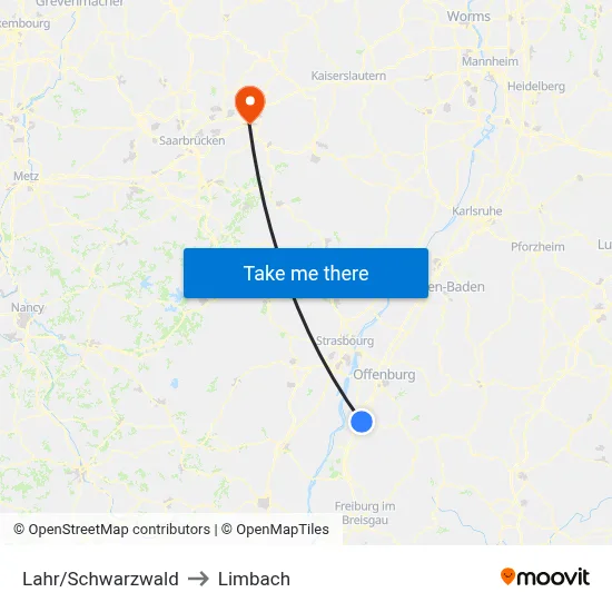 Lahr/Schwarzwald to Limbach map