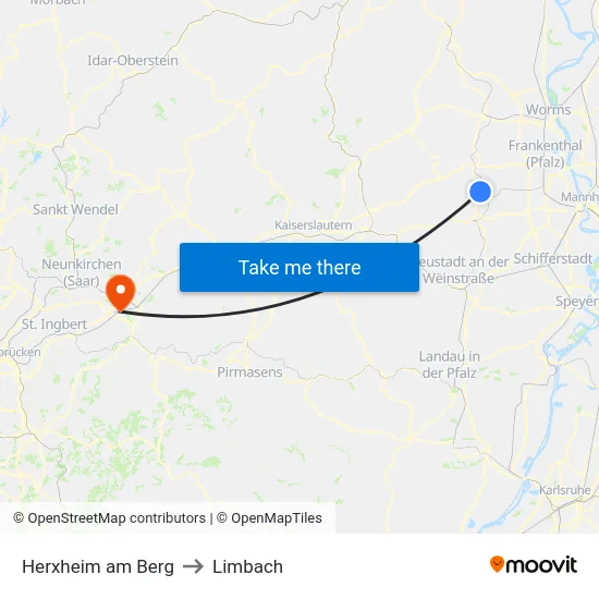 Herxheim am Berg to Limbach map