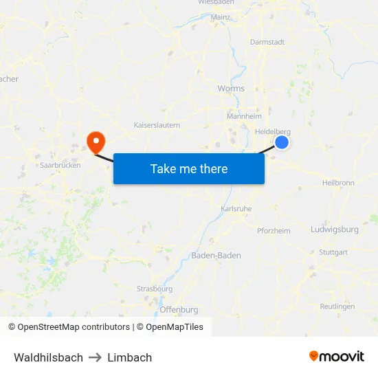 Waldhilsbach to Limbach map