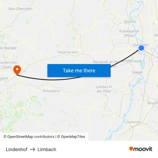 Lindenhof to Limbach map