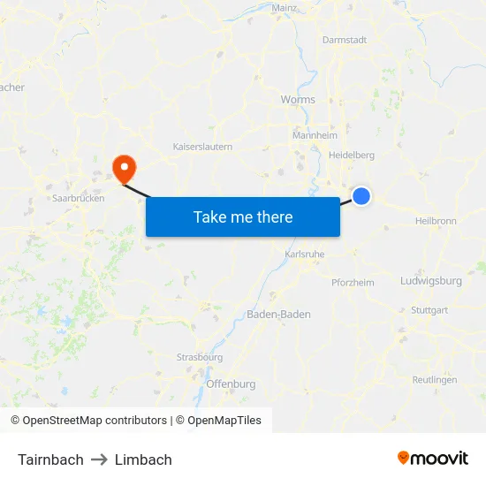 Tairnbach to Limbach map