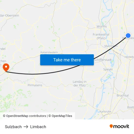 Sulzbach to Limbach map