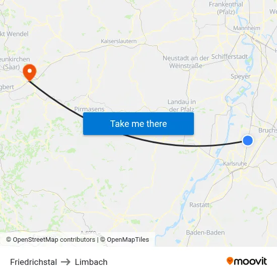 Friedrichstal to Limbach map