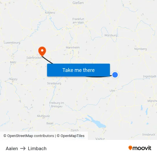 Aalen to Limbach map