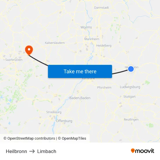 Heilbronn to Limbach map