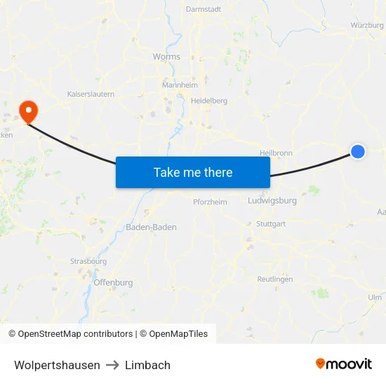 Wolpertshausen to Limbach map