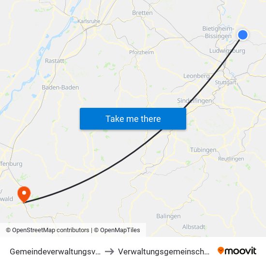 Gemeindeverwaltungsverband Steinheim-Murr to Verwaltungsgemeinschaft Zell am Harmersbach map