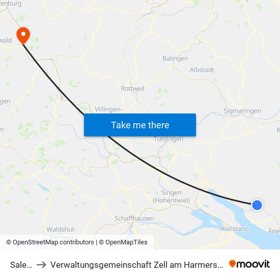 Salem to Verwaltungsgemeinschaft Zell am Harmersbach map