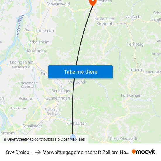 Gvv Dreisamtal to Verwaltungsgemeinschaft Zell am Harmersbach map