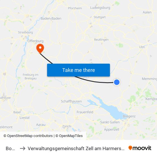 Boms to Verwaltungsgemeinschaft Zell am Harmersbach map