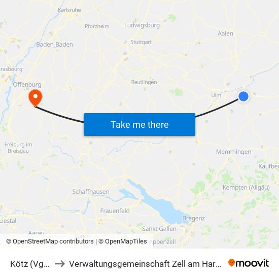 Kötz (Vgem) to Verwaltungsgemeinschaft Zell am Harmersbach map