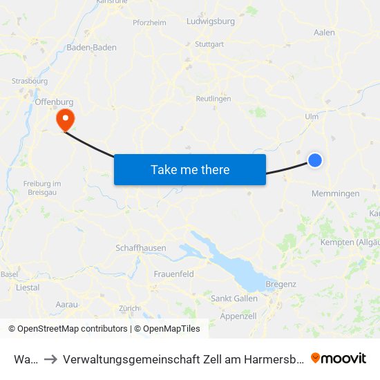 Wain to Verwaltungsgemeinschaft Zell am Harmersbach map
