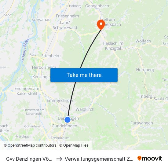 Gvv Denzlingen-Vörstetten-Reute to Verwaltungsgemeinschaft Zell am Harmersbach map