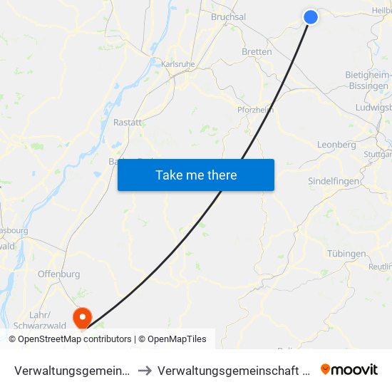 Verwaltungsgemeinschaft Eppingen to Verwaltungsgemeinschaft Zell am Harmersbach map