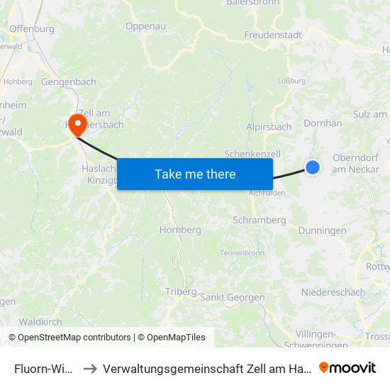 Fluorn-Winzeln to Verwaltungsgemeinschaft Zell am Harmersbach map