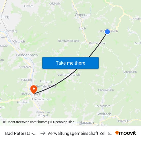 Bad Peterstal-Griesbach to Verwaltungsgemeinschaft Zell am Harmersbach map