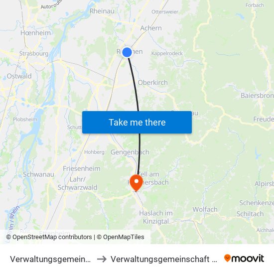 Verwaltungsgemeinschaft Oberkirch to Verwaltungsgemeinschaft Zell am Harmersbach map