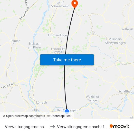 Verwaltungsgemeinschaft Bad Säckingen to Verwaltungsgemeinschaft Zell am Harmersbach map