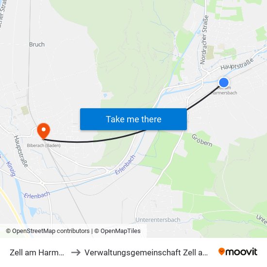 Zell am Harmersbach to Verwaltungsgemeinschaft Zell am Harmersbach map