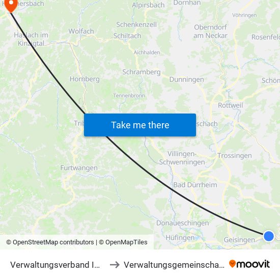 Verwaltungsverband Immendingen-Geisingen to Verwaltungsgemeinschaft Zell am Harmersbach map