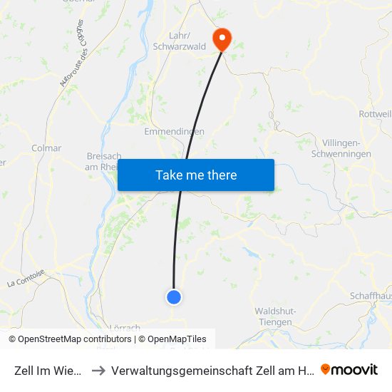 Zell Im Wiesental to Verwaltungsgemeinschaft Zell am Harmersbach map