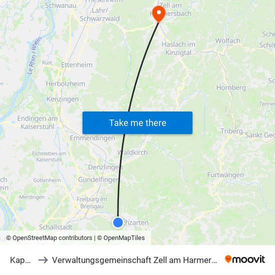 Kappel to Verwaltungsgemeinschaft Zell am Harmersbach map