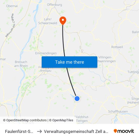 Faulenfürst-Seebrugg to Verwaltungsgemeinschaft Zell am Harmersbach map